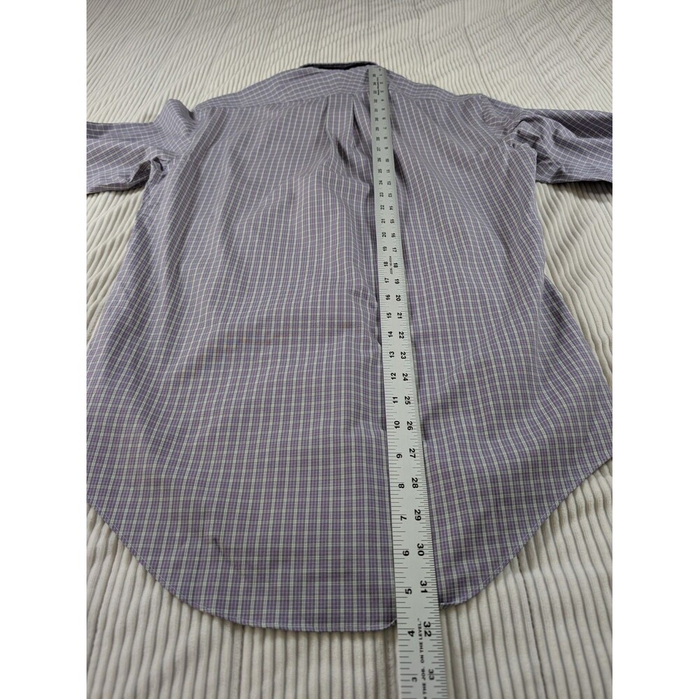 Lands' End Shirt Mens 15-33 M Purple Plaid No Iron Oxford Button Down Cotton - Picture 9 of 9